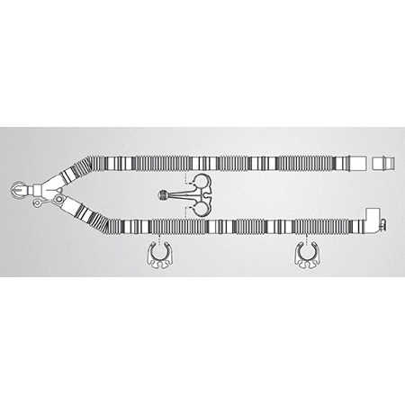 Ventilator Circuit, Dual-Limb, Adult, 2-6 ft Flex Tubes, Ported Y w/Plugs, Elbow, Temp Port, Hanger