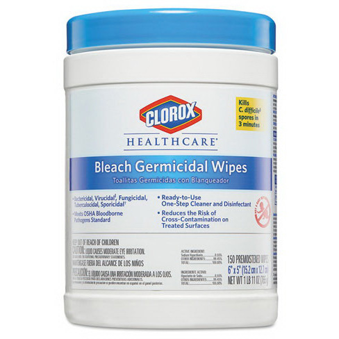 Clorox® Healthcare® Bleach Germicidal Wipes, 5in L x 6in W