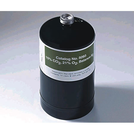 EtCO2 Calibration Gas, 10% CO2, 21% O2, Balance N2, 19 Liter