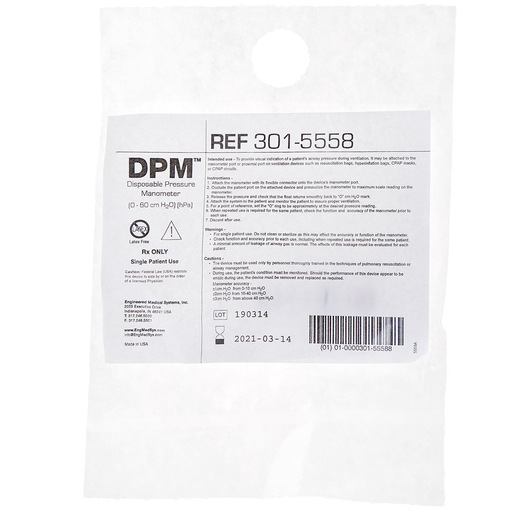 Curaplex® Disposable Pressure Manometer, DPM, for VentiSure2 Resuscitator