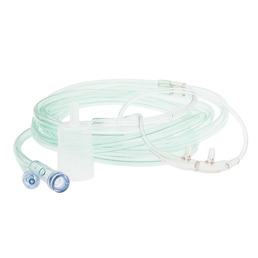 Curaplex® Divided Cannula, Adult, End Tidal CO2 Sampling, 7ft O2 Line, 2in CO2 Pigtail, Luer Lock Female