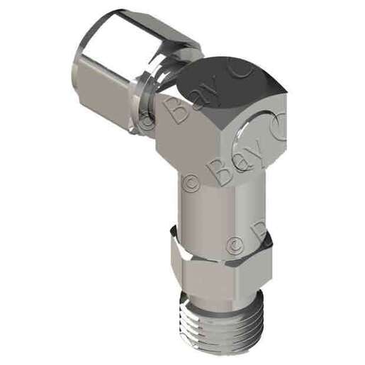 Hex Nut and Nipple 90 Degree Swivel Assembly, Oxygen, DISS 1240 x DISS Demand Check