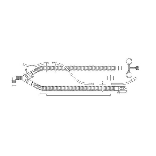 Volume Ventilator Circuit, Adult, 72in, 1/8in and 1/4in ID Monitoring Tubing, 22mm Blue Tubing