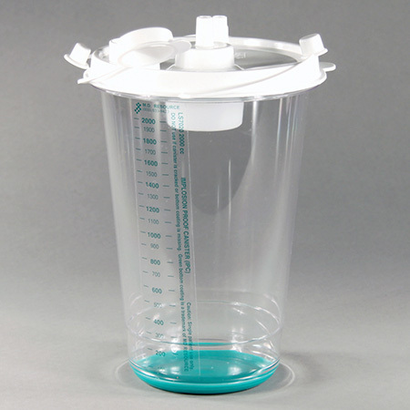 Canister, Implosion Proof, Disposable, Filter, Translucent, Teal, 2000 cc