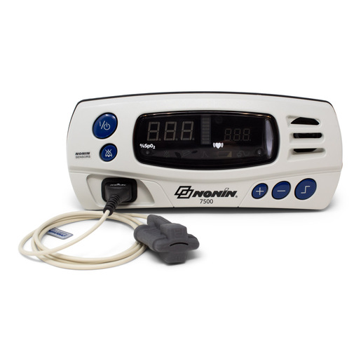 Pulse Oximeter, 7500, Tabletop, LED, 8000SM Finger Sensor, Case, 8.6W x 3.6H x 5.6D-in, 3-m Cable