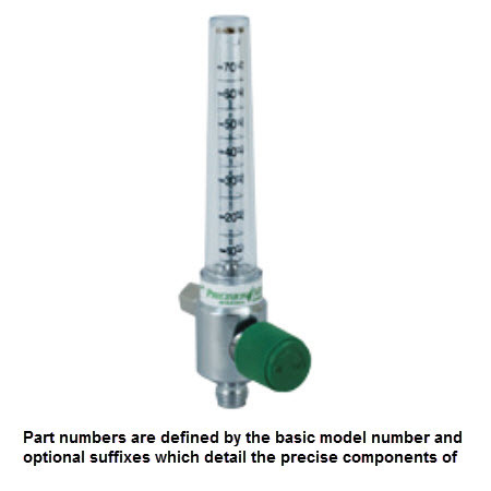 Oxygen Flowmeters, Chrome, 0-70 LPM