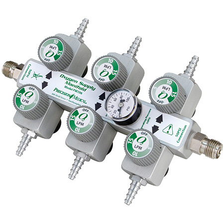 Manifold, Oxygen Supply, DISS Male, 6 Connectors