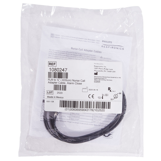 Cable, Alarm, Nurse Call, Trilogy Ventilator, RJ9 to 1/4 in., Closed