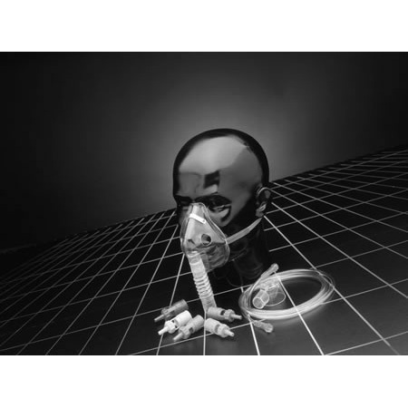 Oxygen Mask, Accu-Flow, Venturi, Adult, 5 Diluter Jets, 7-ft O2 Tube, Humidity Cup, Headstrap