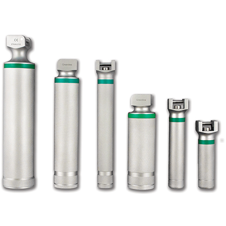 Laryngoscope Head, Replacement, GreenLine, Fiber Optic, Medium, Stainless Steel, 2 C Batteries