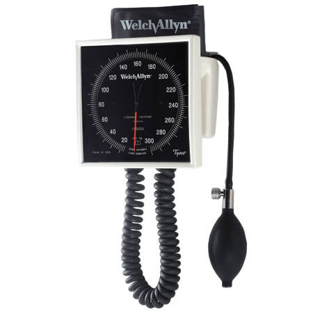 Blood Pressure Unit, Welch Allyn 767 Aneroid, Wall Mount, Dial Style, Adult Cuff, Cuff Basket